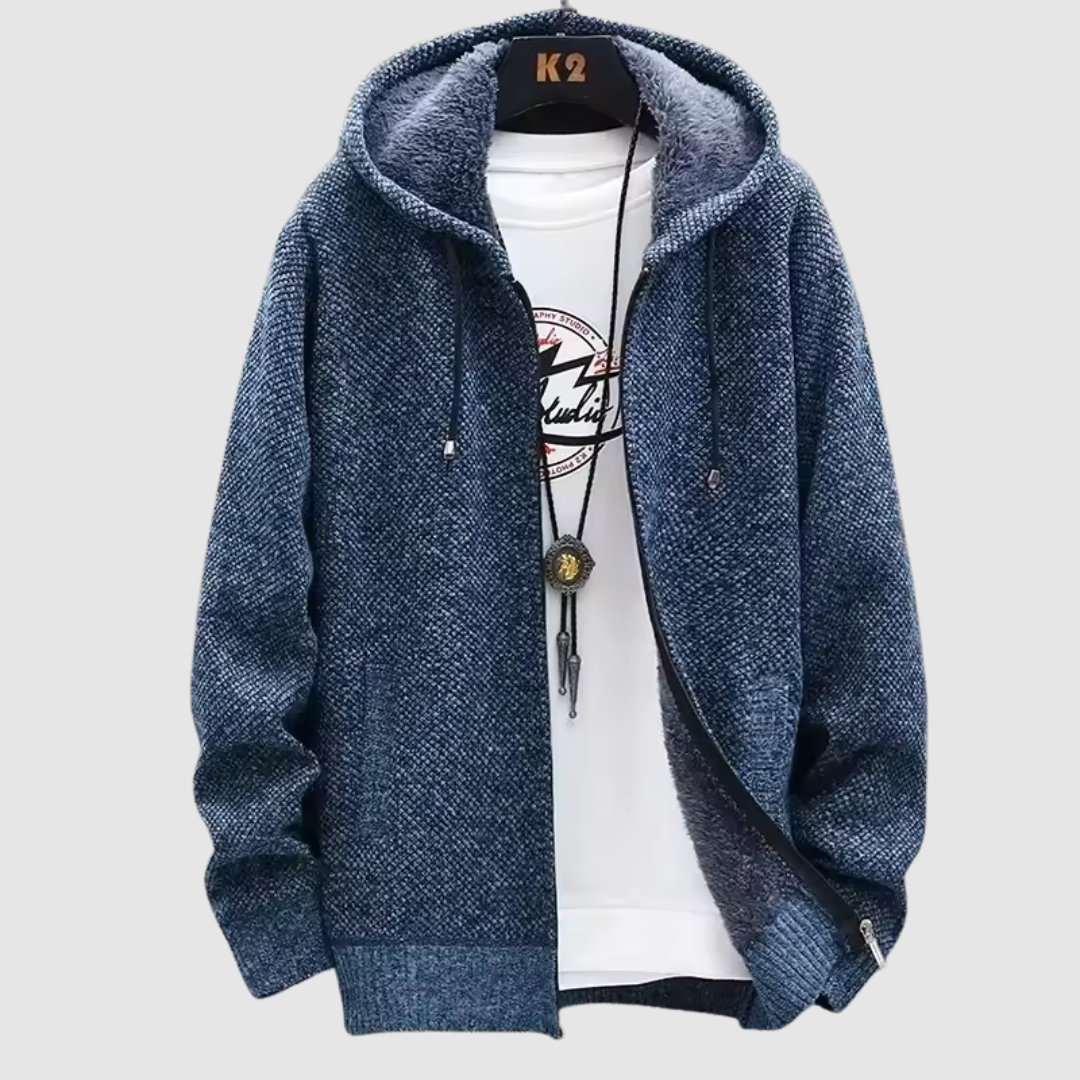 青 | レトロフード付きスウェットシャツ