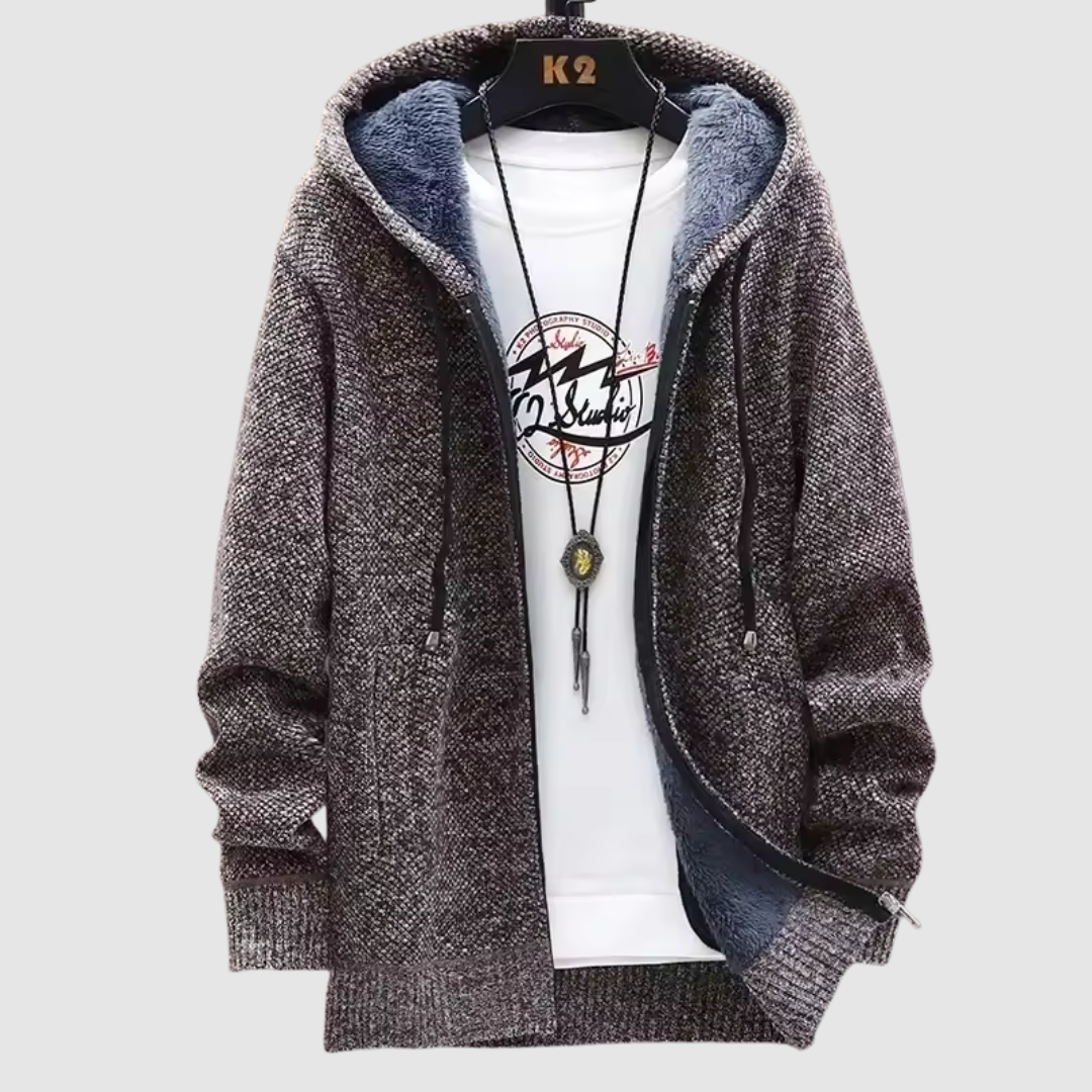 茶色 | レトロフード付きスウェットシャツ